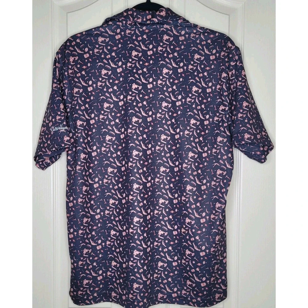 Walter Hagen Navy Pink Graphic‎ Golf Performance Polo Shirt S Stretch